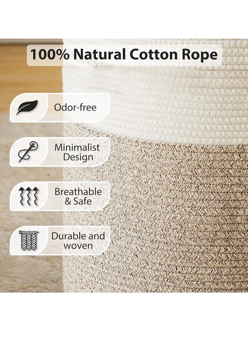 Large Laundry Basket, 58L Tall Woven Rope Storage Basket with Handle, Laundry Hamper for Blanket, Toys, Dirty Clothes in Living Room, Bathroom, Bedroom (Brown)  - Image 4
