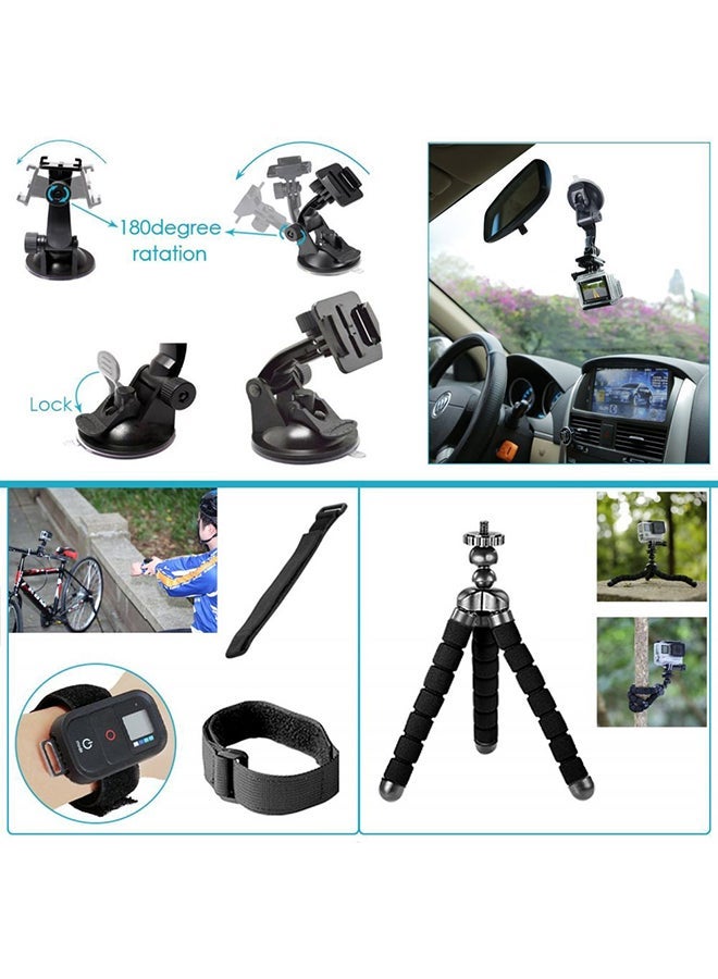 Ozone 50-In-1 Sport Action Camera Accessory Kit For GoPro Hero4 Hero 7, Hero 6 Hero 5 SJCAM Yi Action Camera Black - Image 3