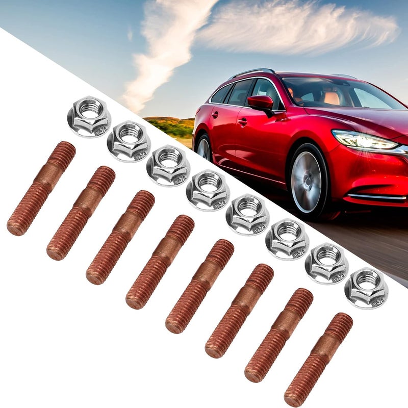 klarako Piping & Piping Kits,8 Pcs M8 1.25 Threaded Turbo Studs Kit 8Mm Metal Alloy High Pressure Resistant Manifold Stud Bolt Nut Hardware - Image 5