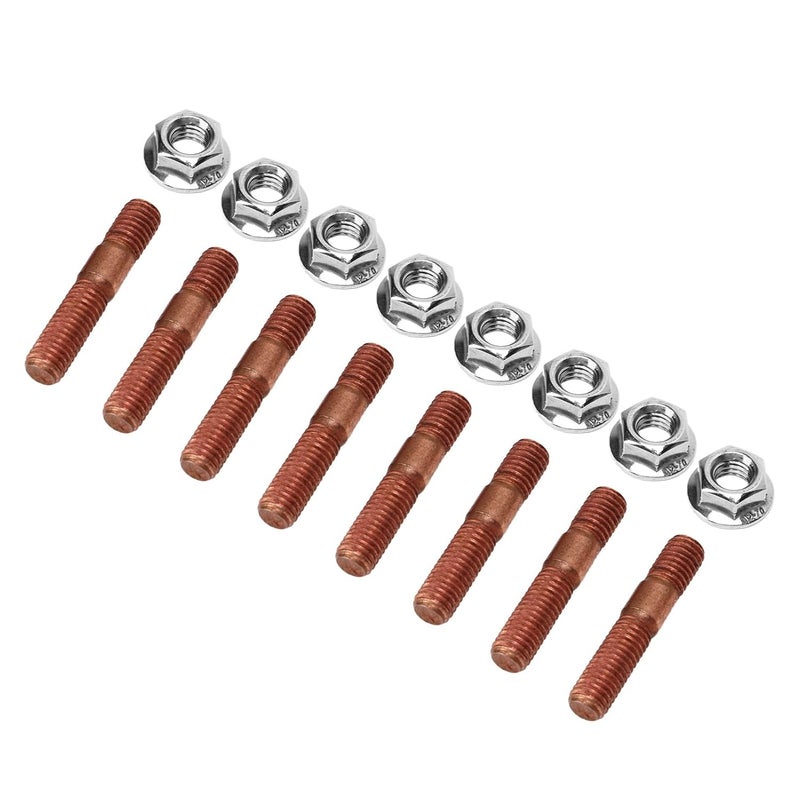 klarako Piping & Piping Kits,8 Pcs M8 1.25 Threaded Turbo Studs Kit 8Mm Metal Alloy High Pressure Resistant Manifold Stud Bolt Nut Hardware - Image 1