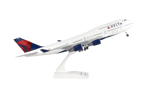 Daron مجموعة بناء نموذج طائرة ديرون سكاي ماركس دلتا 747-400 مع العجلات، مقياس 1/200، أبيض - Image 5