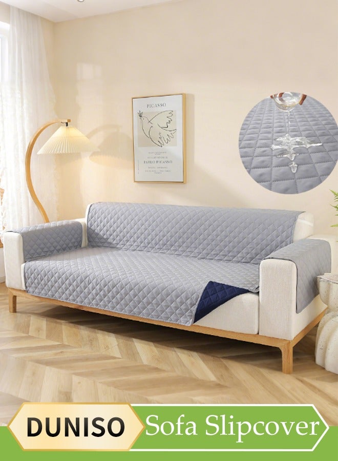 DUNISO غطاء أريكة، غطاء أريكة مقاوم للماء، حصيرة مضادة للغبار من الجانبين للحيوانات الأليفة، غطاء واقي للأريكة، مقاوم للتلوث ومتين، مناسب لجميع الفصول، مناسب للأرائك ذات المقعدين، 130 * 196 سم - Image 1