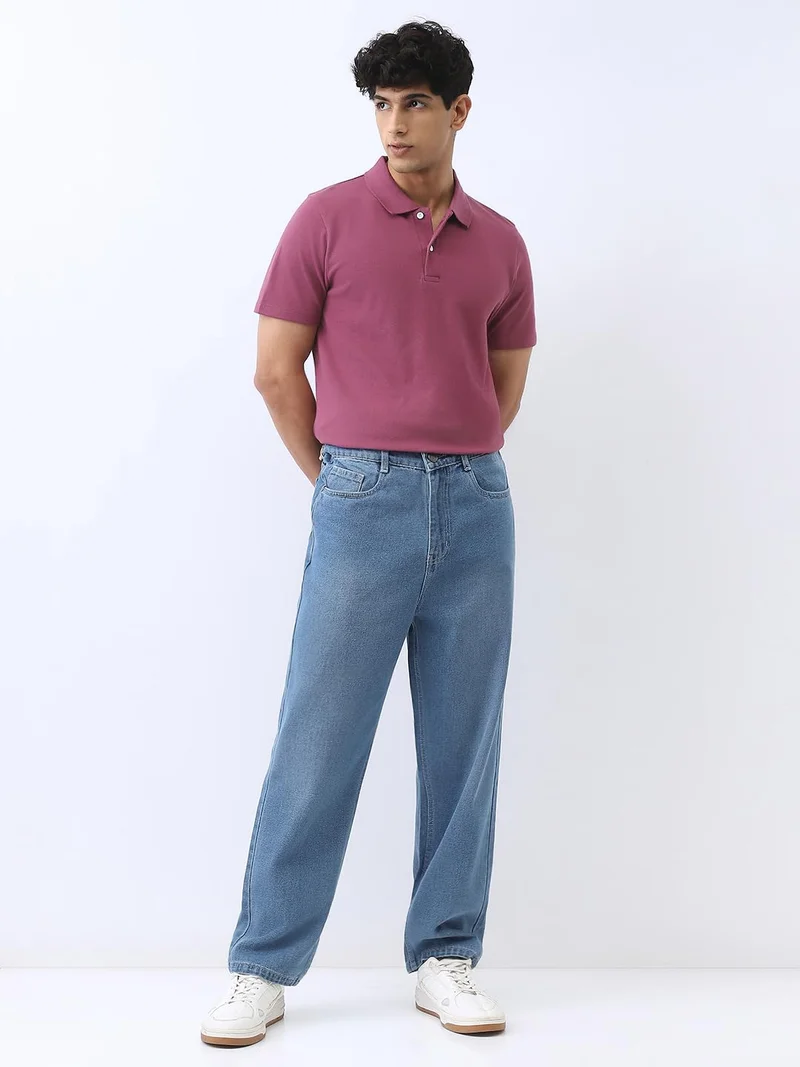 Urbano Fashion  Urbano Fashion Men's Acai Berry Solid Regular Fit Half Sleeve Cotton Polo T-Shirt  | Best Price UAE