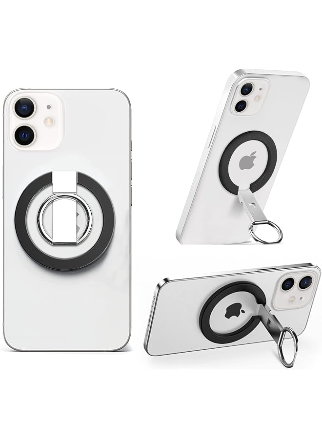 S-TOP Magnetic Phone Ring Holder, Compatible for Magnetic Phone Ring Stand, Phone Grip Compatible for iPhone 14/13/12 Pro Max/Pro/Plus/Mini, Adjustable Kickstand - (Black, Pattern 1) - Image 1