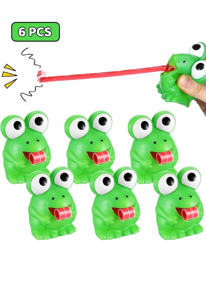 6 Pcs Rubber Frog Blowers Toy, Novelty Relief Squeeze Toys, Party Blowers Noise Makers Horns, Frogs Stress Screaming Funny Toy for Party Favors Decor, Birthday, New Years Events, Decompression Relief (Green) - Image 1