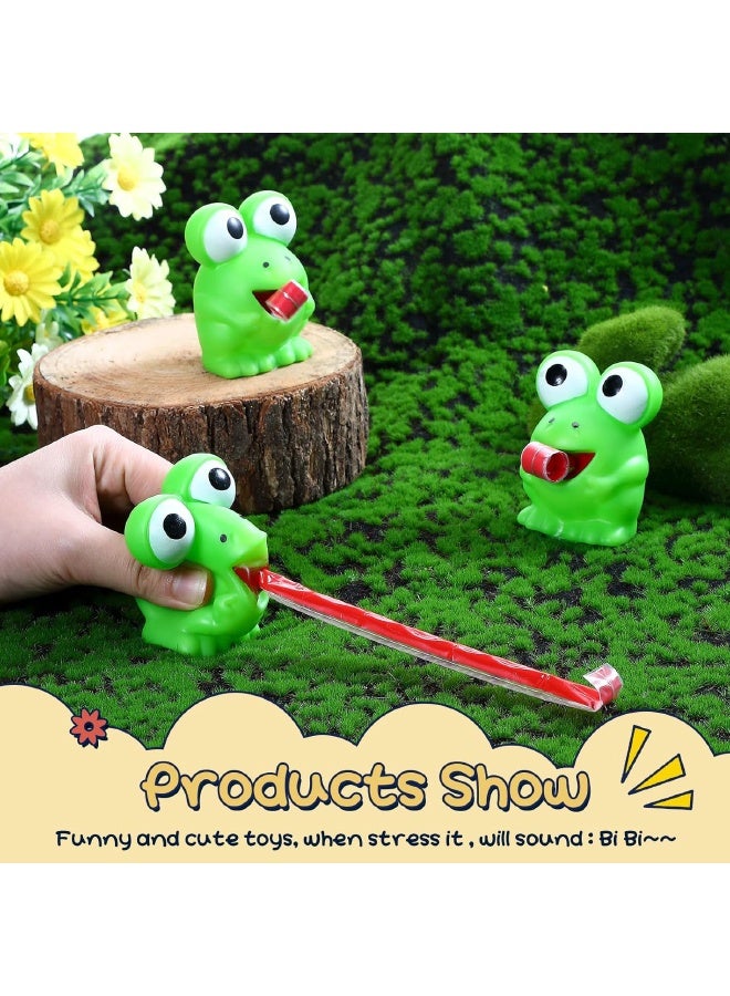 6 Pcs Rubber Frog Blowers Toy, Novelty Relief Squeeze Toys, Party Blowers Noise Makers Horns, Frogs Stress Screaming Funny Toy for Party Favors Decor, Birthday, New Years Events, Decompression Relief (Green) - Image 4
