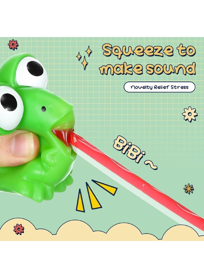 6 Pcs Rubber Frog Blowers Toy, Novelty Relief Squeeze Toys, Party Blowers Noise Makers Horns, Frogs Stress Screaming Funny Toy for Party Favors Decor, Birthday, New Years Events, Decompression Relief (Green) - Image 3