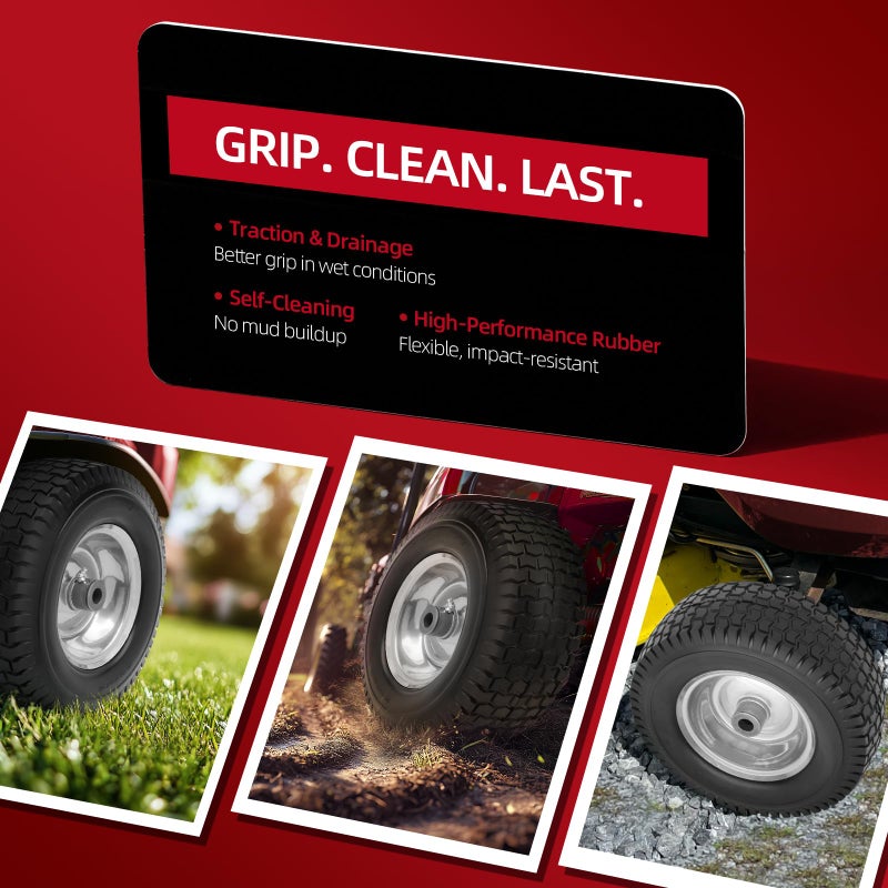 USCaster 13x5.00-6 Tire and Wheel Flat Free Assemblies (2 Pack),13 x5x6 Solid Rubbe Tires and Wheel for Riding Lawn Mower - With 3/4" Bushings (Extra 5/8" Bushings) and 3" Centered Hub (Gray) - Image 5