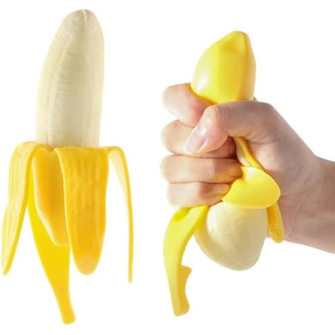 Dhjrefhhd 1Pcs Banana Squeeze Toy Fake Stretchy Fidget Novelty Stress Relief Toys Funny Peeled Fruit - Image 1