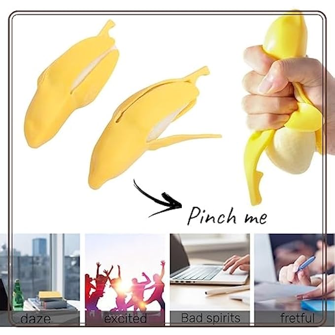 Dhjrefhhd 1Pcs Banana Squeeze Toy Fake Stretchy Fidget Novelty Stress Relief Toys Funny Peeled Fruit - Image 3