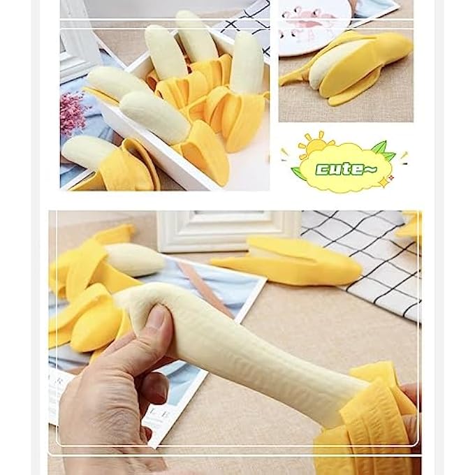 Dhjrefhhd 1Pcs Banana Squeeze Toy Fake Stretchy Fidget Novelty Stress Relief Toys Funny Peeled Fruit - Image 4