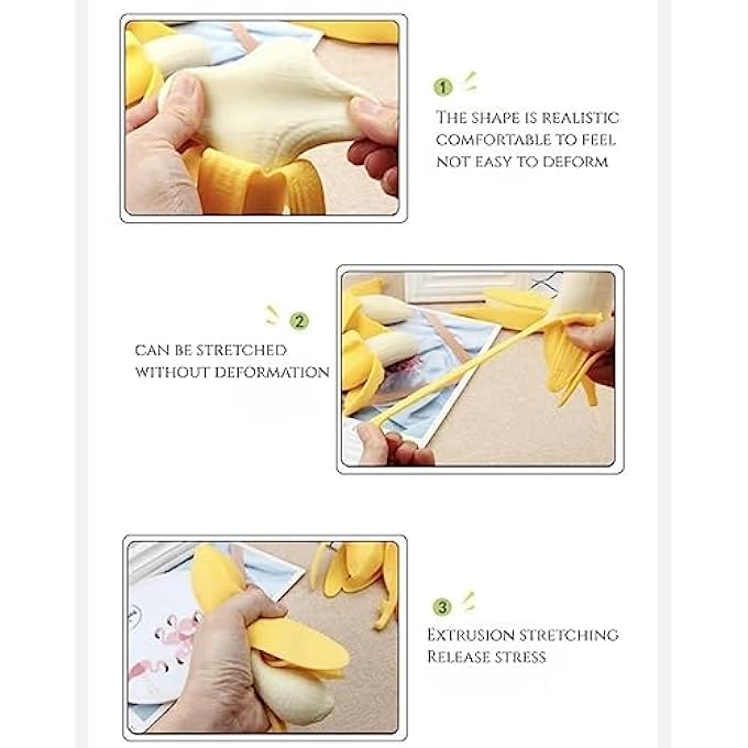 Dhjrefhhd 1Pcs Banana Squeeze Toy Fake Stretchy Fidget Novelty Stress Relief Toys Funny Peeled Fruit - Image 2
