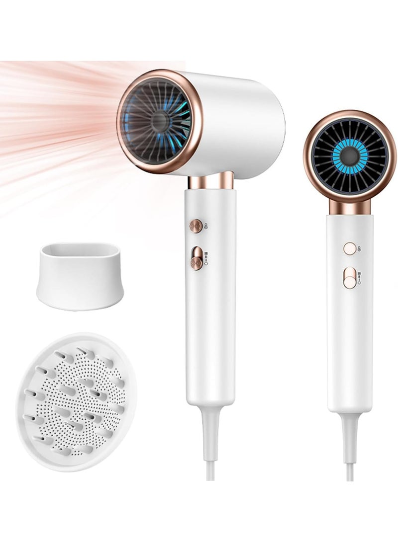 Zikra Professional Ionic Hair Dryer, 2000 Watt Hair Dryer with 3 Temperature 2 Speeds and Cool Wind Buttons, Negative Ion Technology Suitable for Home and Salon (White) - Image 1