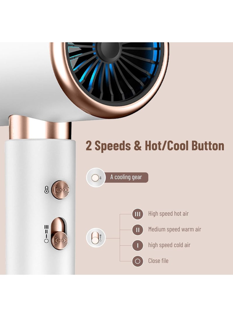 Zikra Professional Ionic Hair Dryer, 2000 Watt Hair Dryer with 3 Temperature 2 Speeds and Cool Wind Buttons, Negative Ion Technology Suitable for Home and Salon (White) - Image 2