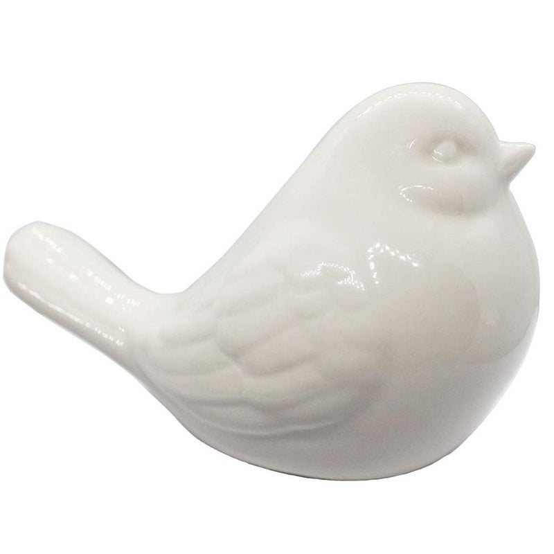 realideas New White Bird Figurine Ceramic Chubby Bird Figure Cottage Animal Bird Statue Decorations for Home Garden Decor Accents