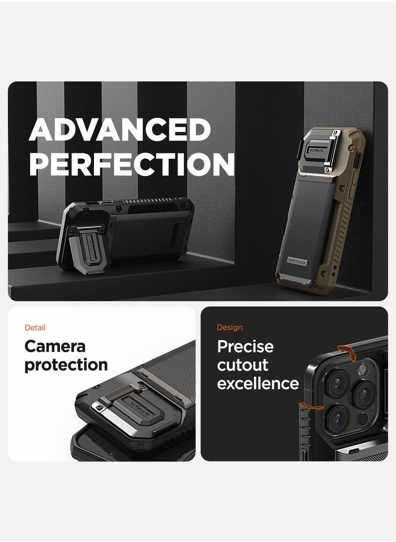 VRS Design Damda Glide Duo Guard iPhone 16 Pro MAX Case Cover Wallet with Semi Automatic Credit Card Holder Slot [4 Cards] & Camera Lens Protector Kickstand - Metallic Green  - Image 3