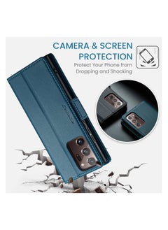 CaseMe Flip Wallet Case For Samsung Galaxy Note 20 Ultra [RFID Blocking] PU Leather Wallet Flip Folio Case with Card Holder Kickstand Shockproof Phone Cover (Blue)  - Image 4