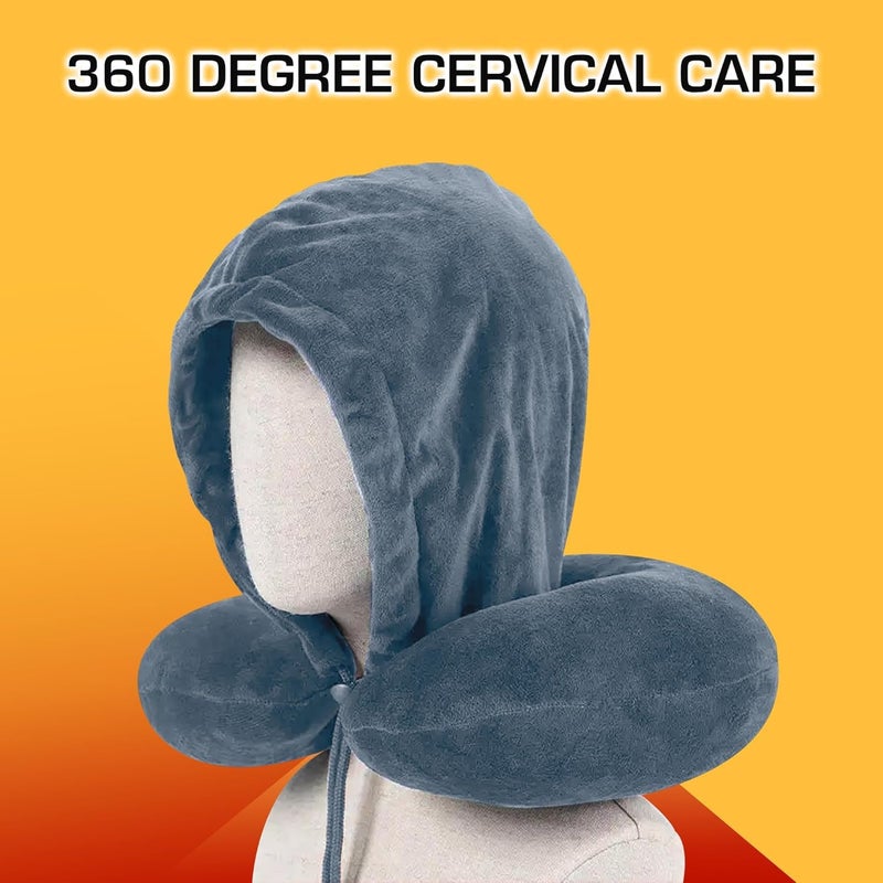 SIRIDHI SIRIDHI Premium Neck Pillow Ultra Soft Neck Pillow with Hoodie Super Comfortable Travel Pillow for Airplane Grey  - Image 4