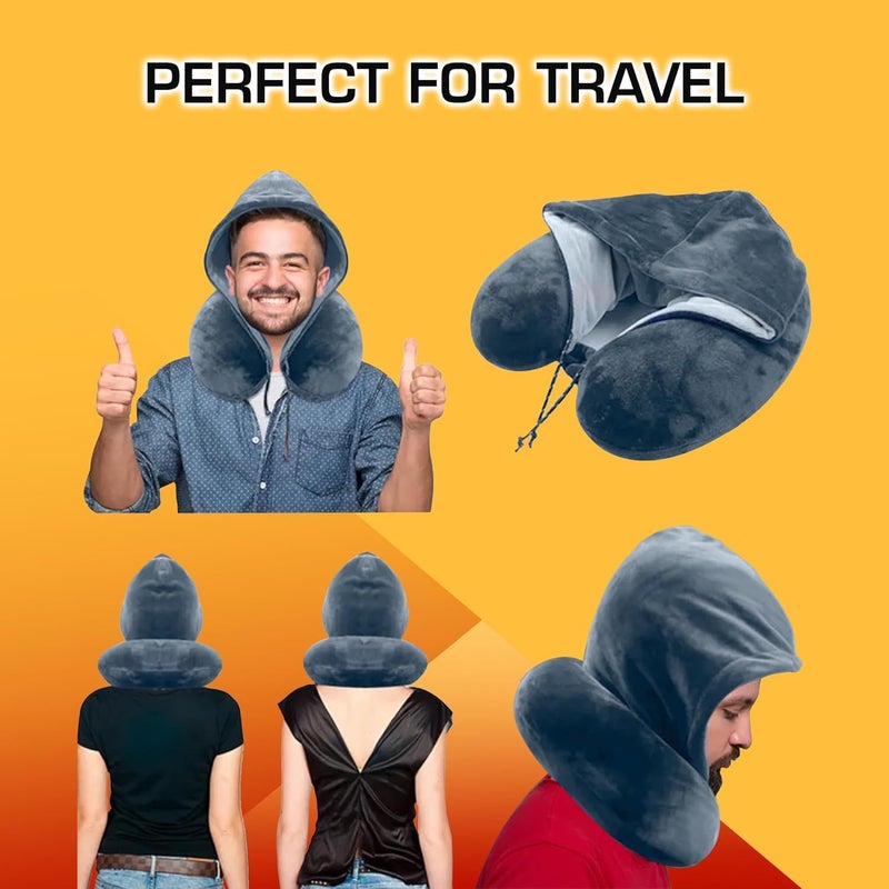 SIRIDHI SIRIDHI Premium Neck Pillow Ultra Soft Neck Pillow with Hoodie Super Comfortable Travel Pillow for Airplane Grey  - Image 5