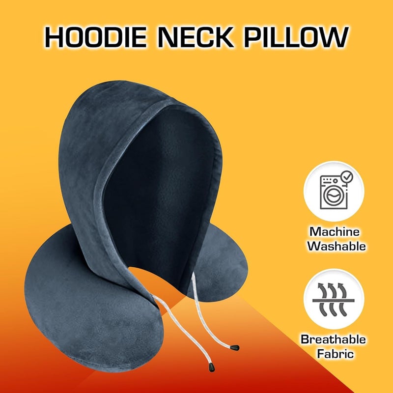 SIRIDHI SIRIDHI Premium Neck Pillow Ultra Soft Neck Pillow with Hoodie Super Comfortable Travel Pillow for Airplane Grey  - Image 3