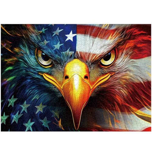 PPuzzling American Flag Eagle Puzzles for Adults 1000 Pieces USA Patriotic Faith Jigsaw Puzzle Vintage Bird Art Puzzles as Home Decor - Image 5