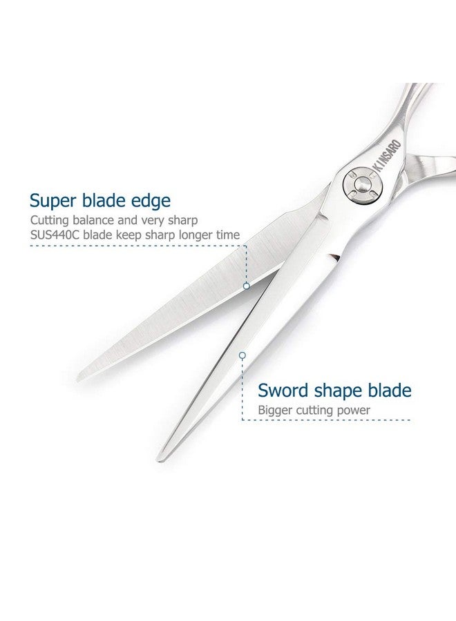 KINSARO Barber Scissors 5.5" Professional Hair Scissors Hair Cutting Shears Hair Cutting Scissors Haircut Shears 440C Barber Shears Hairdresser Scissors Sharp Hair Scissors Bearing Screw KINSARO - Image 4
