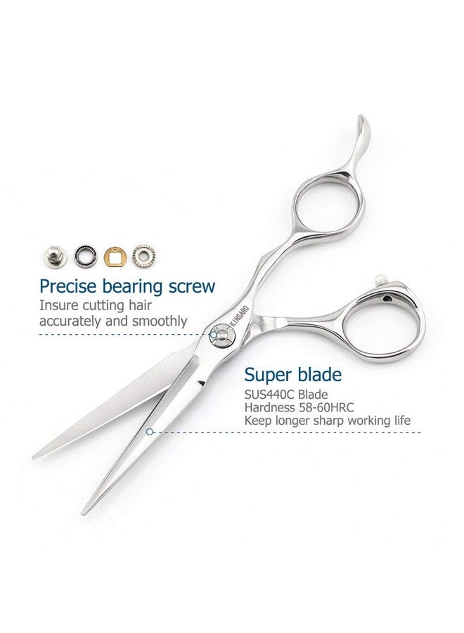 KINSARO Barber Scissors 5.5" Professional Hair Scissors Hair Cutting Shears Hair Cutting Scissors Haircut Shears 440C Barber Shears Hairdresser Scissors Sharp Hair Scissors Bearing Screw KINSARO - Image 3