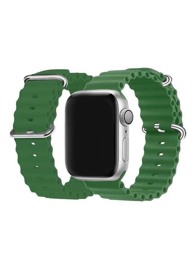 Beauenty - 2Pack for Apple Watch Ocean Band 49mm 45mm 44mm 42mm Soft Silicone Loop Strap for iWatch Series Ultra/8/7/SE/6/5/4/3/2/1 Yellow/Green - Image 1