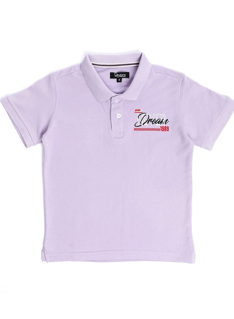 Andora Boys Side Stitched Buttoned Polo Shirt - Lilac  - Image 1
