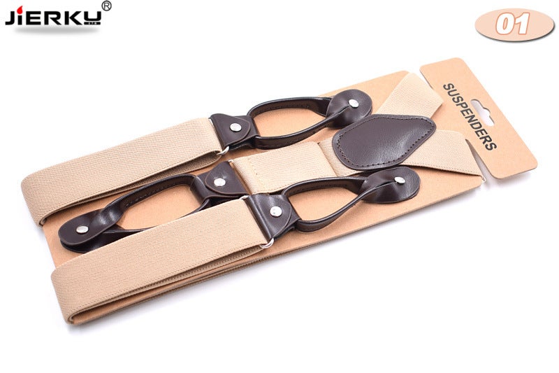 general Men's Casual Y-Back Suspenders with 6 Clips - Elastic Adjustable Straps - Image 1