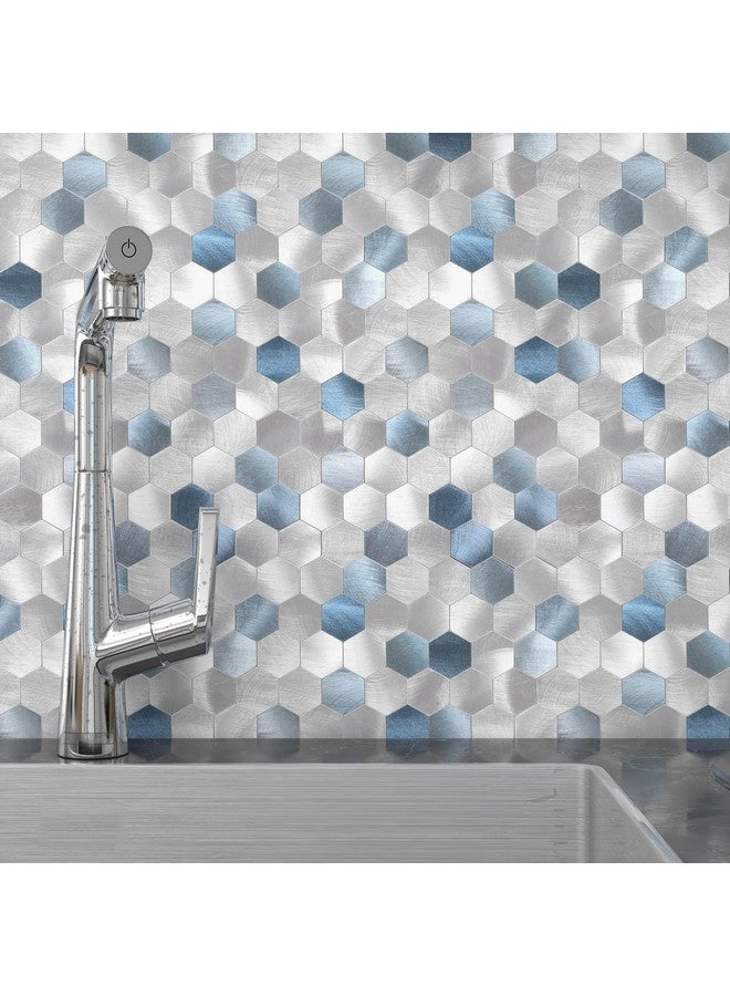 Benice BeNice Peel and Stick Backsplash for Kitchen Hexagon Tiles,Adhesive Backsplash for Kitchen Adhesive Wall Tiles Peel and Stick Metal Tile 3D Tile Stickers 5pcs Blue  - Image 1