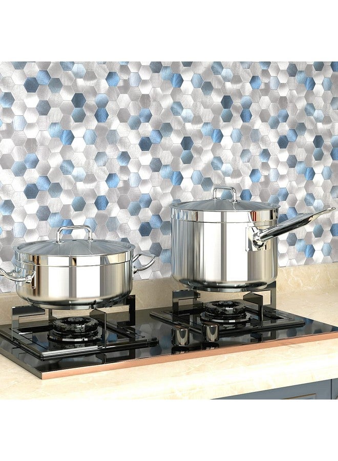 Benice BeNice Peel and Stick Backsplash for Kitchen Hexagon Tiles,Adhesive Backsplash for Kitchen Adhesive Wall Tiles Peel and Stick Metal Tile 3D Tile Stickers 5pcs Blue  - Image 4