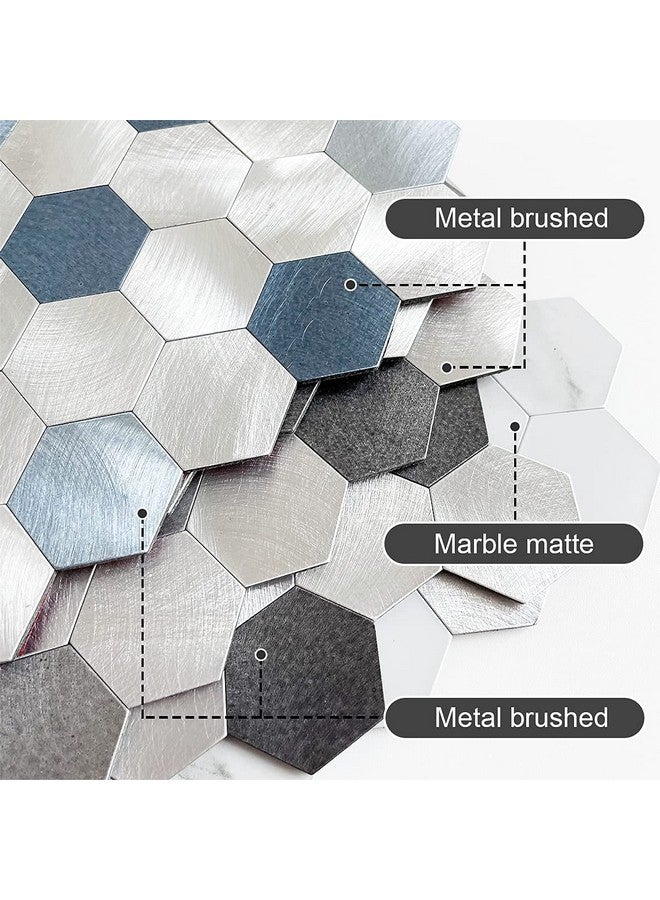 Benice BeNice Peel and Stick Backsplash for Kitchen Hexagon Tiles,Adhesive Backsplash for Kitchen Adhesive Wall Tiles Peel and Stick Metal Tile 3D Tile Stickers 5pcs Blue  - Image 2