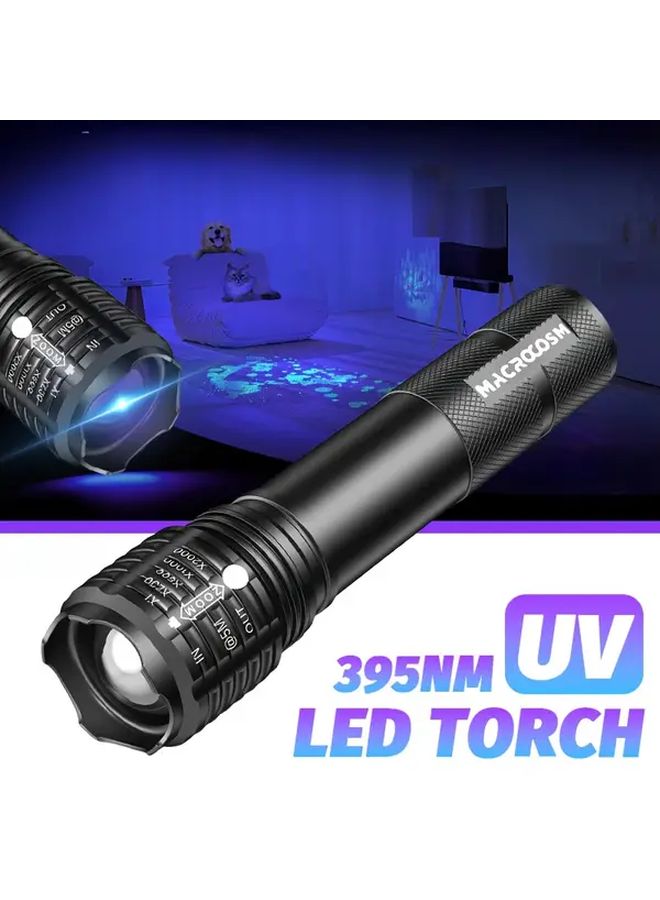Zoomable UV Flashlight Rechargeable Black Light Lamp For Pet Urine Stain Detection - Image 3