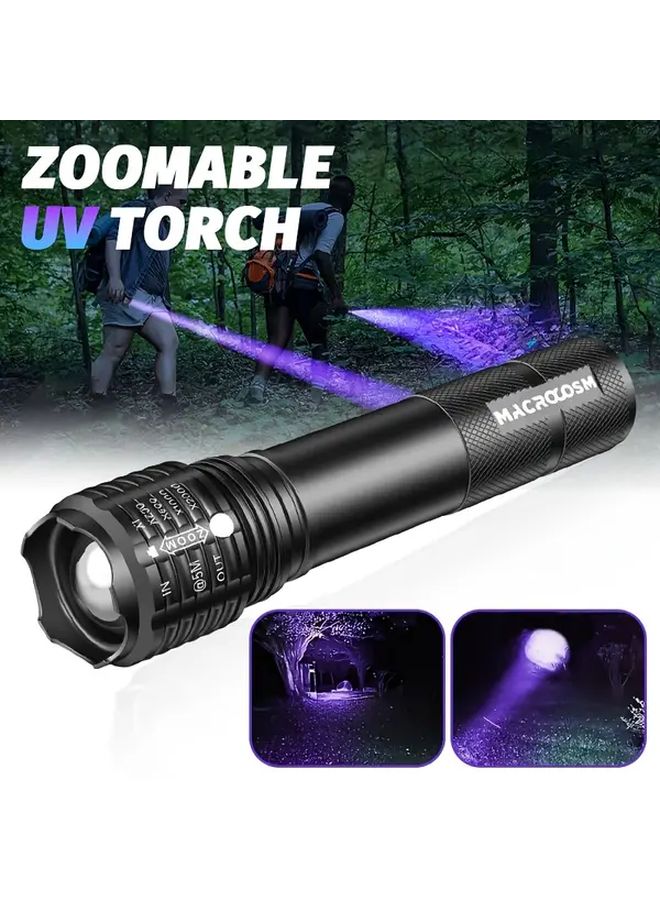 Zoomable UV Flashlight Rechargeable Black Light Lamp For Pet Urine Stain Detection - Image 2