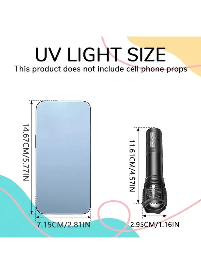 Zoomable UV Flashlight Rechargeable Black Light Lamp For Pet Urine Stain Detection - Image 4