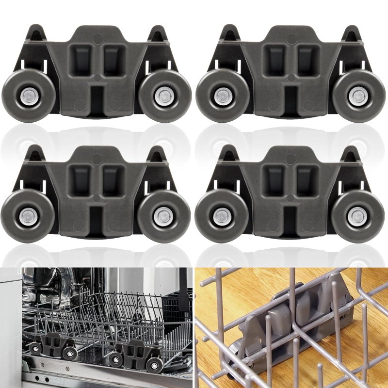 Dishwasher Wheels Lower Rack Upgraded Compatible for WhirlpoolKenmoreMaytagKitchenaid Replace Dishwasher Rack Wheels Parts of W10195416W10579095APS11722152W10195420W10311123BAP59837304PACK