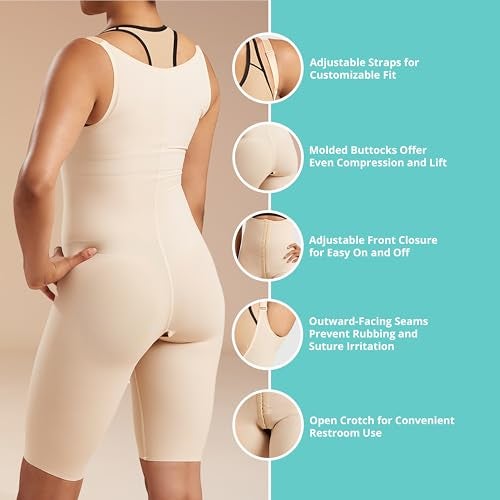 Marena SFBHS Women’s Girdle with High Back, Short-Length - Post-surgical Shapewear Support - X-Small, Beige - Image 3