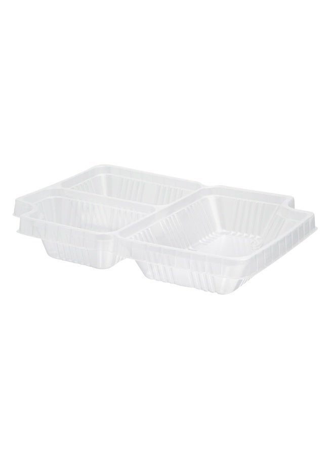 Restaurantware TRAYS ONLY: Futura 13.5 Ounce Trays For Meal Prep Boxes, 100 Microwavable Trays For 34 Ounce Boxes - Boxes Sold Separately, 3 Compartments, Clear Plastic Food Trays  - Image 1