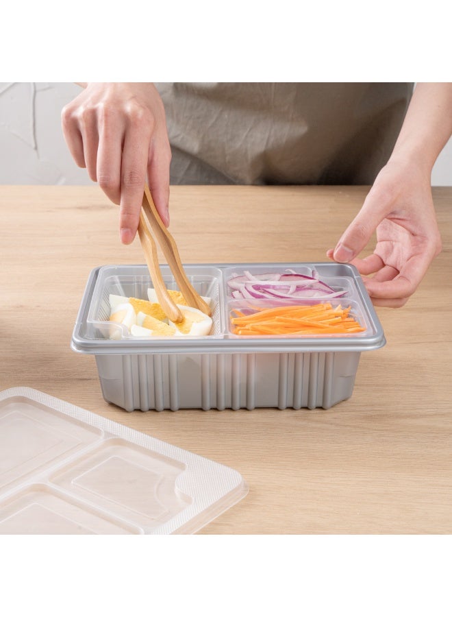 Restaurantware TRAYS ONLY: Futura 13.5 Ounce Trays For Meal Prep Boxes, 100 Microwavable Trays For 34 Ounce Boxes - Boxes Sold Separately, 3 Compartments, Clear Plastic Food Trays  - Image 5