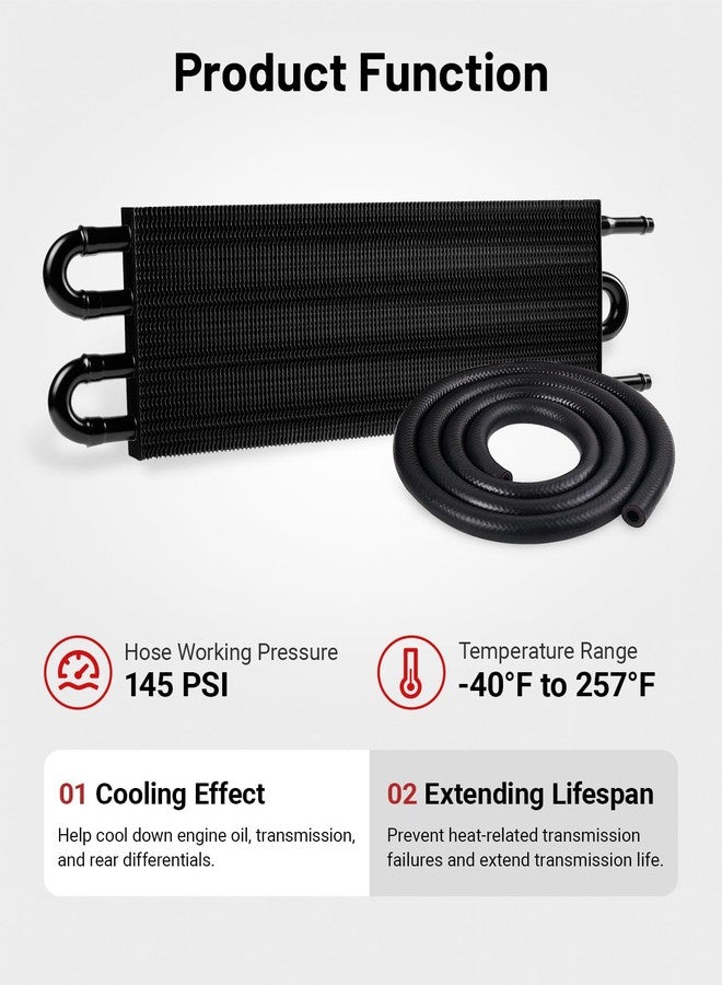 EVIL ENERGY مبرد زيت ناقل الحركة من إيفل إنرجي، مقاس 5/16 بوصة، طقم تبريد بأربعة أنابيب وزعانف، مصنوع من الألومنيوم الأسود العالمي... - Image 2