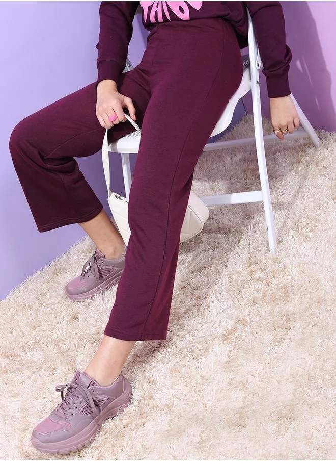 Tokyo Talkies Solid Fit & Flared Pants with Elastic Waistband by Styli
