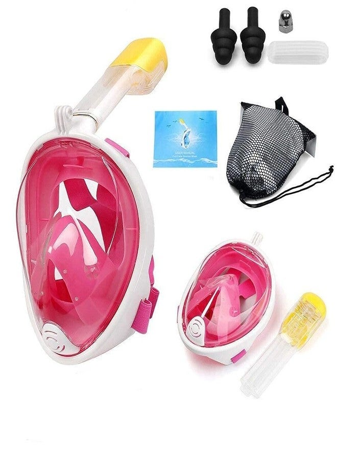 VBM Kids Safe Full Face Mask Snorkeling Scuba Watersport Underwater Diving Swimming Snorkel Anti Fog Full-face (Pink) - Image 1