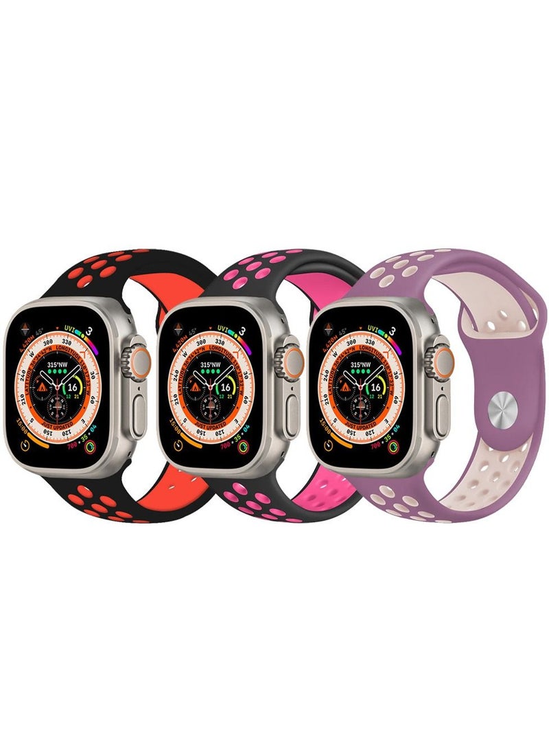CATANES - 3 Pack For Apple Watch 49mm 45mm 44mm 42mm Silicone Sport Band Nike Strap Compatible With iWatch Series Ultra/8/7/SE/6/5/4/3/2/1 - Image 1