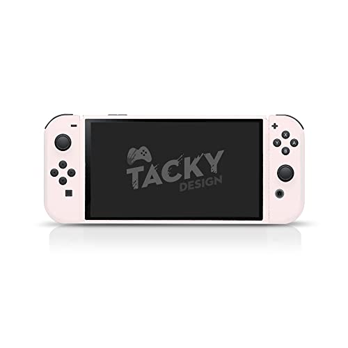 Tacky Design Classic Solid Color Skin Compatible with Nintendo Switch OLED Skin Wrap Cover, Simple Color Skin for Nintendo Switch OLED Stickers, Premium Vinyl 3M Full Wrap Decal (Pastel Pink) - Image 5