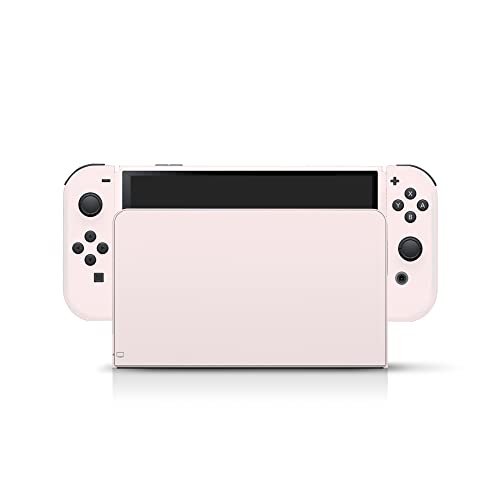 Tacky Design Classic Solid Color Skin Compatible with Nintendo Switch OLED Skin Wrap Cover, Simple Color Skin for Nintendo Switch OLED Stickers, Premium Vinyl 3M Full Wrap Decal (Pastel Pink) - Image 4