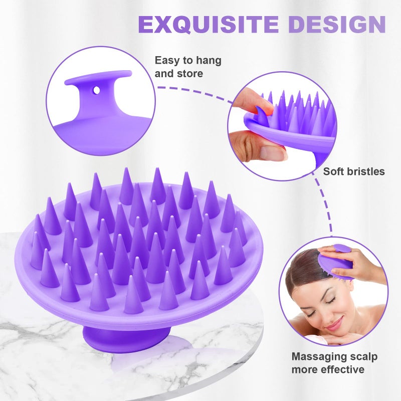 Meartchy Silicone Scalp Massager Shampoo Brush, Scalp Scrubber for Hair Growth (Purple) - Image 3