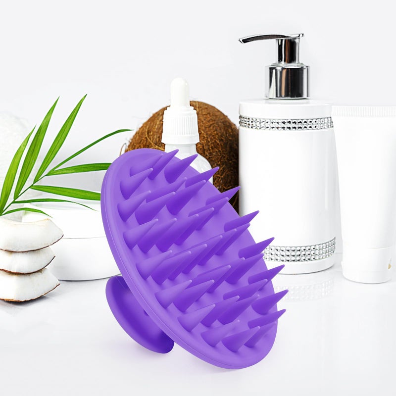 Meartchy Silicone Scalp Massager Shampoo Brush, Scalp Scrubber for Hair Growth (Purple) - Image 5