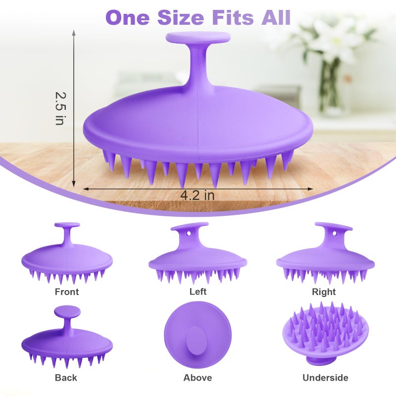 Meartchy Silicone Scalp Massager Shampoo Brush, Scalp Scrubber for Hair Growth (Purple) - Image 2