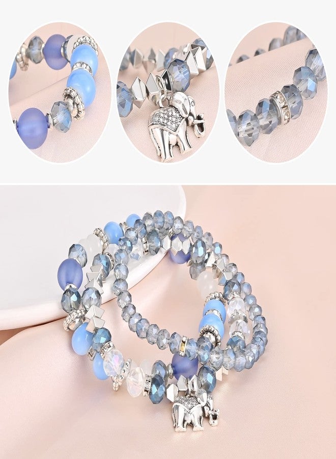 VONRU Bohemian Bracelet Sets for Women - 6 Sets Stackable Stretch Bracelets Multi-color Boho Jewelry for Women Hippie Bracelets Dainty Jewelry Best Friend Gift (Elephent Bead Bracelets) - Image 3